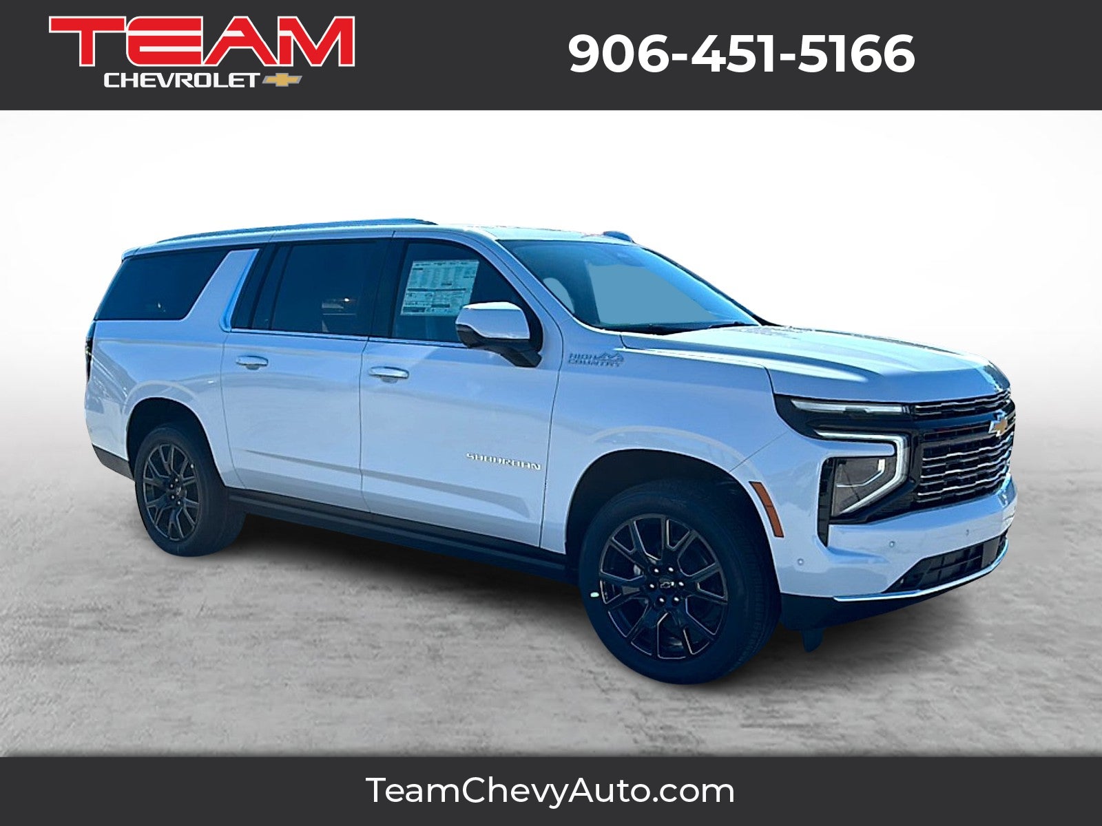 2026 Chevrolet Suburban High Country in Polar White Tricoat — front three-quarter view